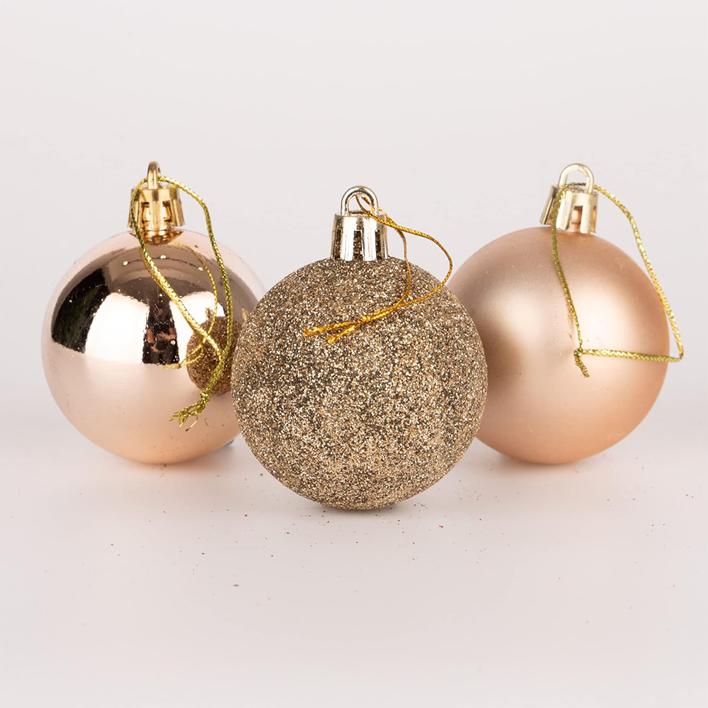Shatchi 5cm Champagne Gold Shatterproof Christmas Baubles 18 Pack Image 4