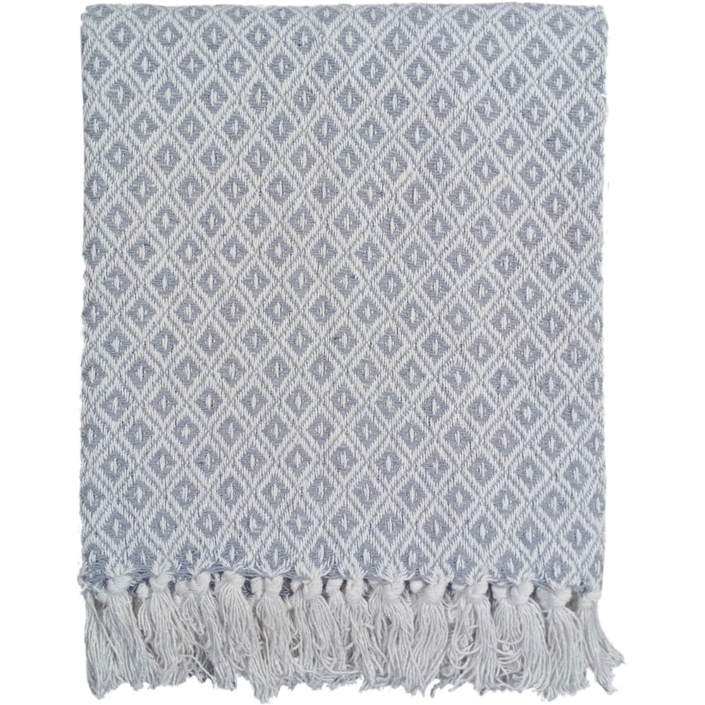 Rapport Home Silver Eden Recycled Cotton Geometric Throw 178 x 254cm Image 1