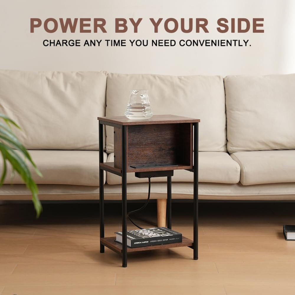 Alivio Slim Bedside Table with Charging Station Image 7