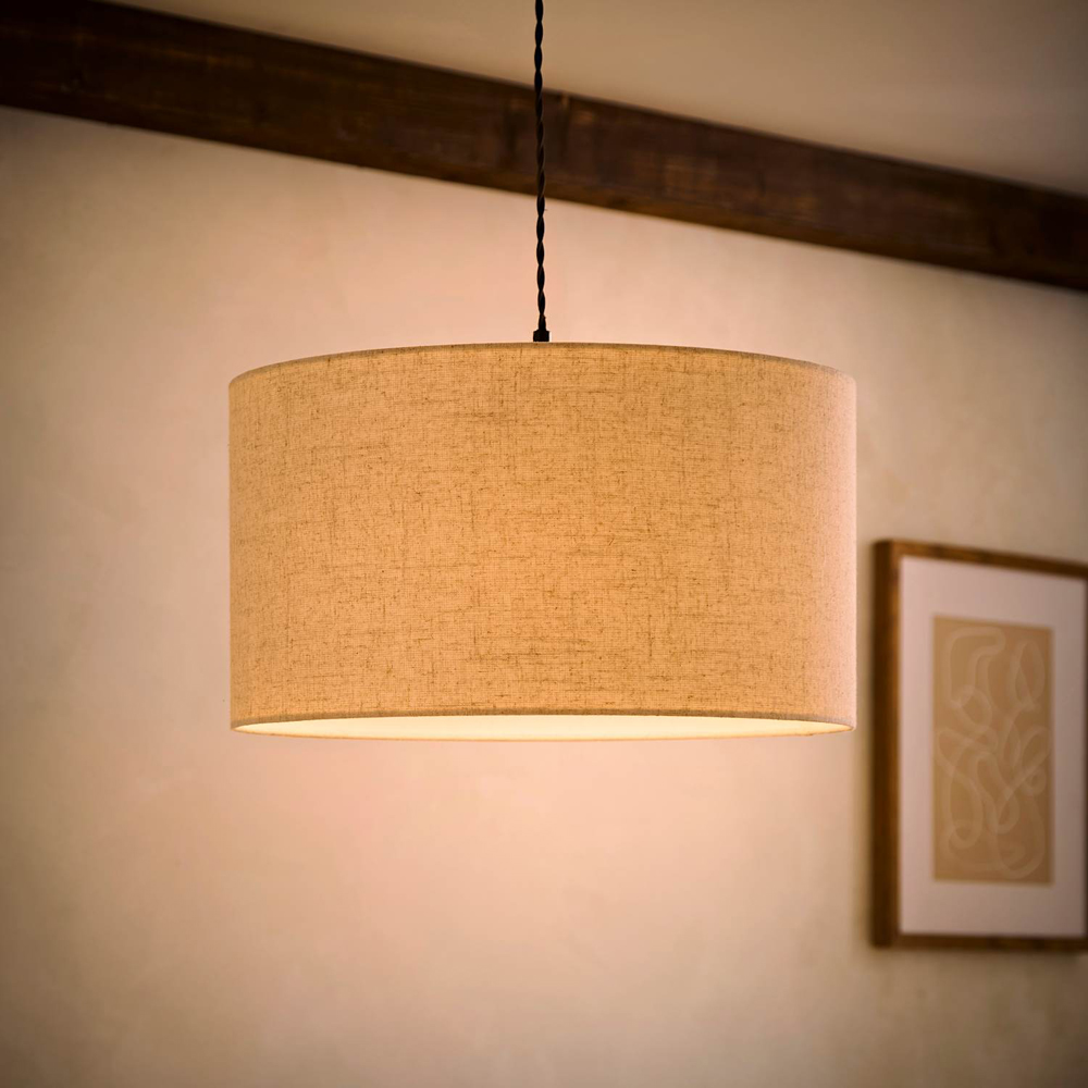 ValueLights Reni Large Cream Linen Drum Easy Fit Pendant Lamp Shade Image 2