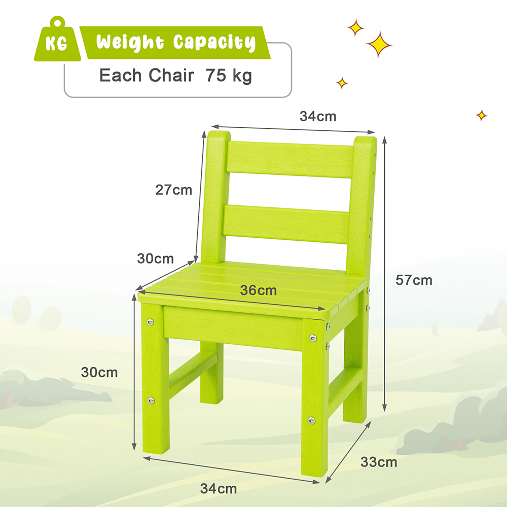 Costway Set of 2 Kids Green Learning Chair with Backrest Image 8