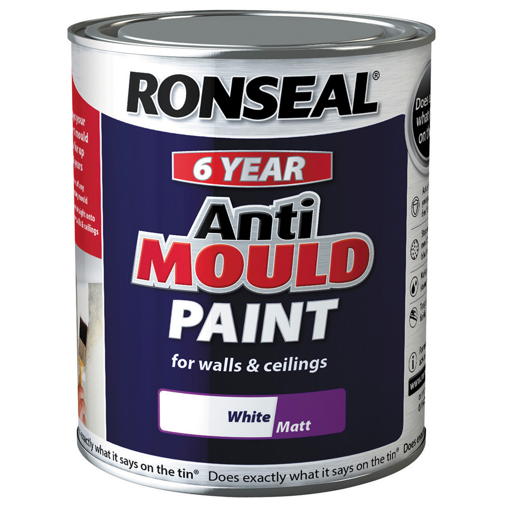 Ronseal Walls and Ceilings White Matt Anti Mould Paint 750ml Image 2