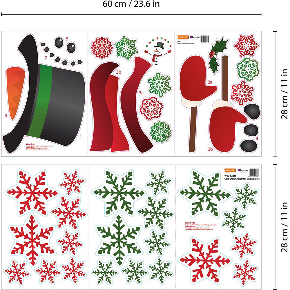 Walplus Happy Snowman with Colourful Snowflakes Self Adhesive Christmas Wall Stickers 43 Piece Image 8