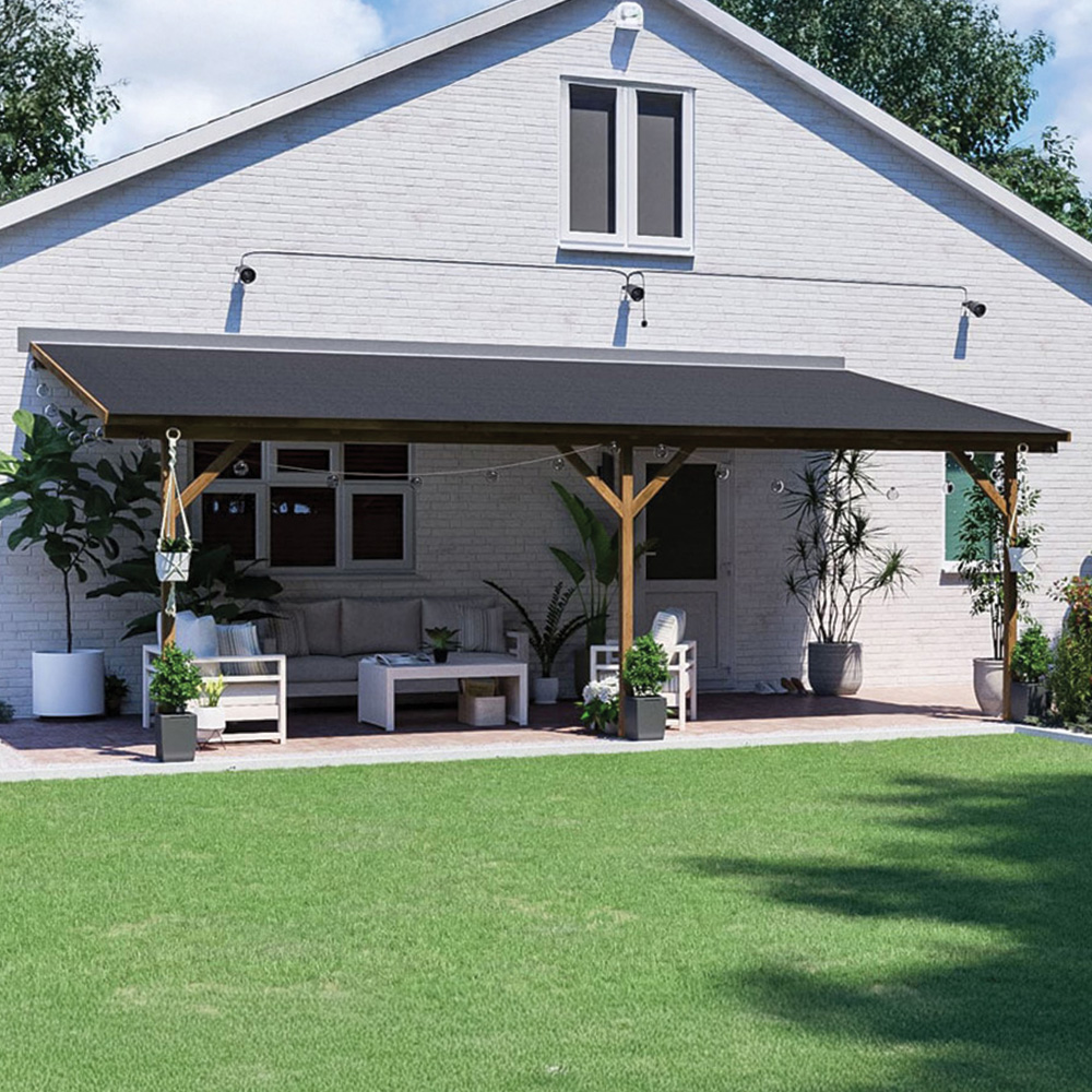 Dunster House Utopia 6 x 3m Brown Wall Mounted Superfelt Lean To Gazebo Image 1
