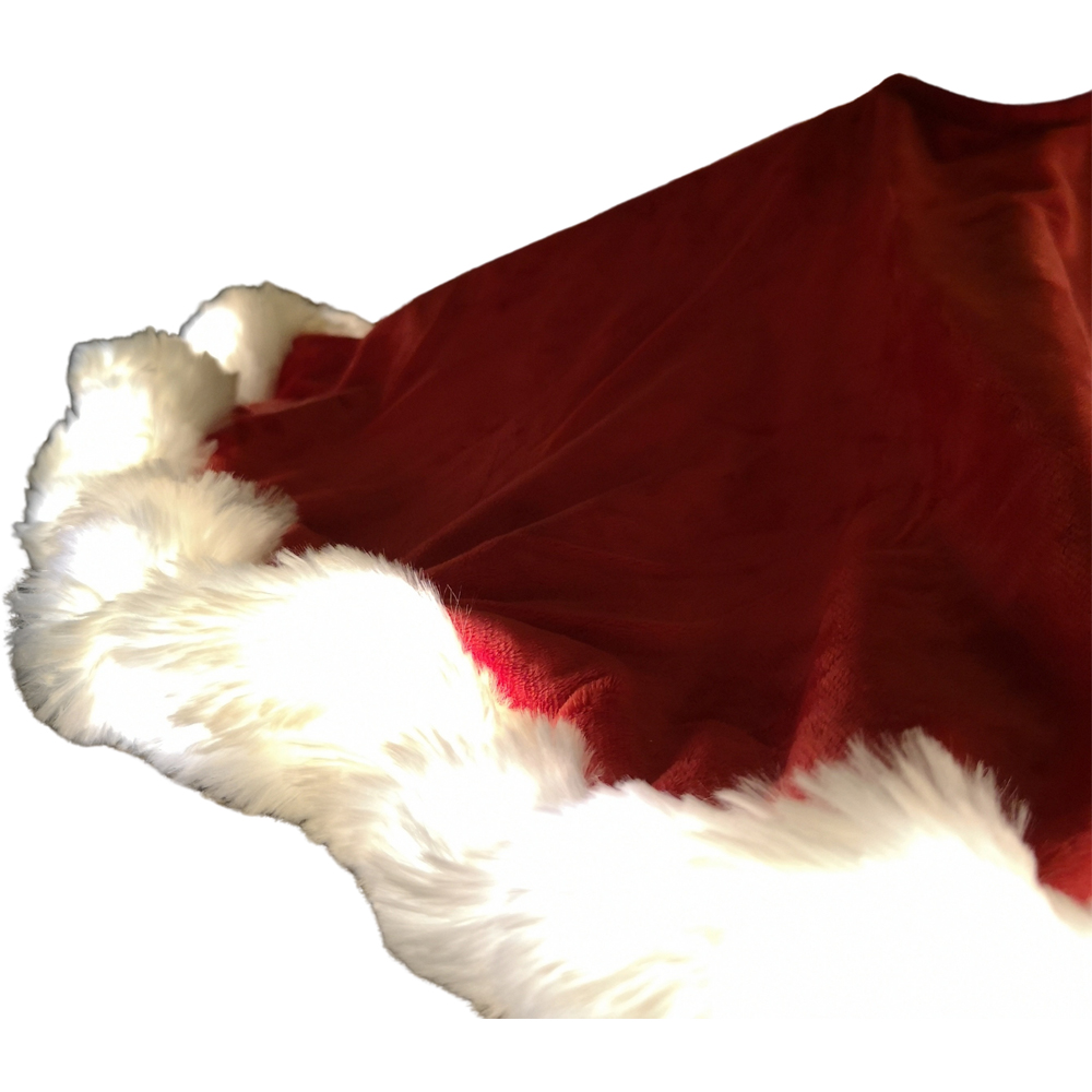 Samuel Alexander Red and White Faux Fur LED Christmas Tree Skirt 90cm Image 7