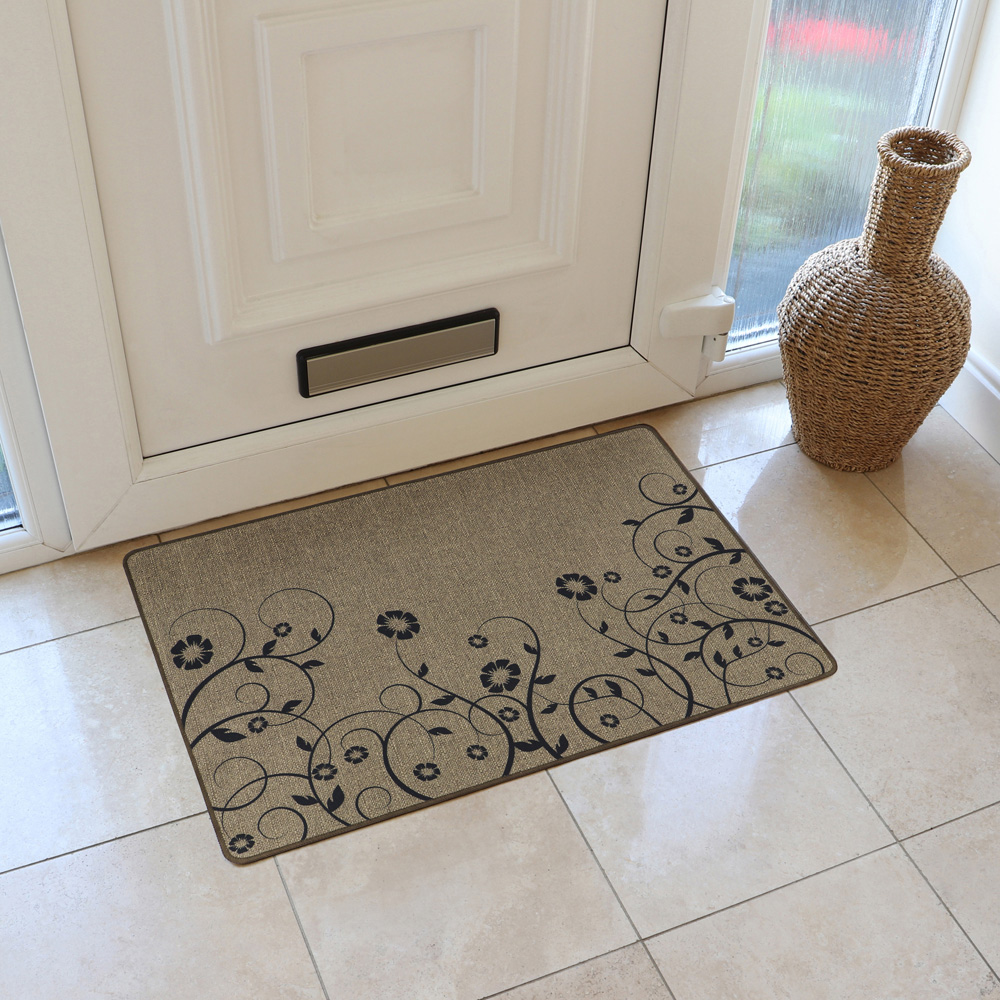 JVL Elegance Trailing Flower Door Mat and Runner Set 50 x 75cm and 50 x 150cm Image 2