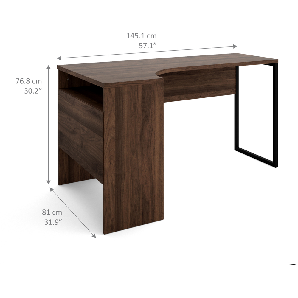 Florence Function Plus 2 Drawer Corner Desk Walnut Effect Image 9