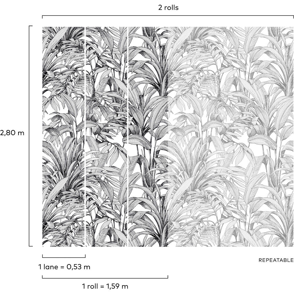 Grandeco Aliare Jungle Botanical Motif 3 Lane Wall Mural Image 5