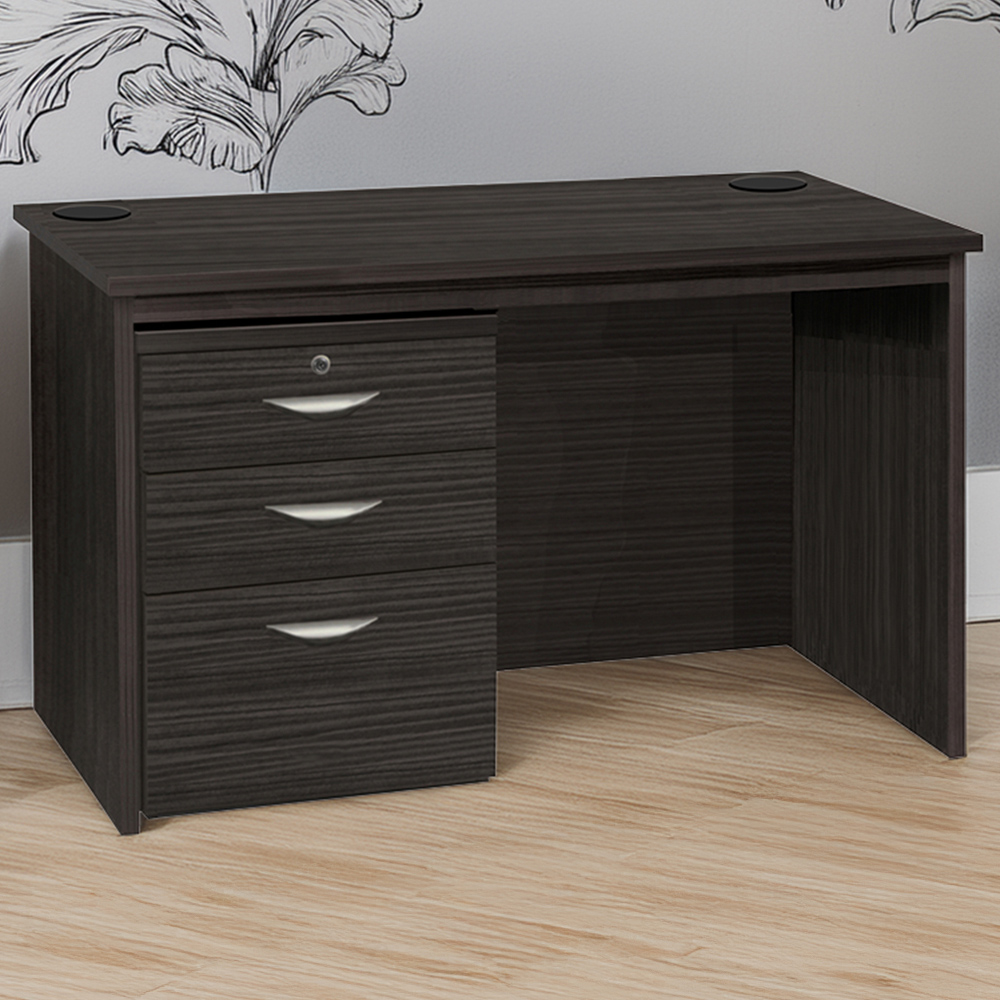 R White Cabinets 3 Drawer Home Office Desk with Hutch Black Image 1