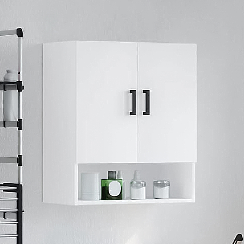 vidaXL 2 Door Single Shelf White Wall Cabinet Image 1