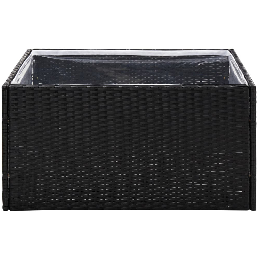 vidaXL Black PE Rattan Steel Frame Raised Garden Planter with Inner Bag 40 x 80 x 80cm Image 3