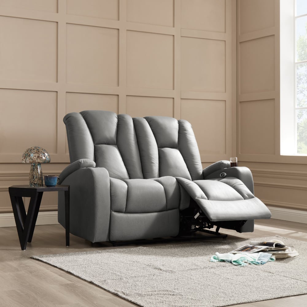 Home Detail Hannah 2 Seater Dark Grey Air Leather Electric Recliner Sofa Image 6