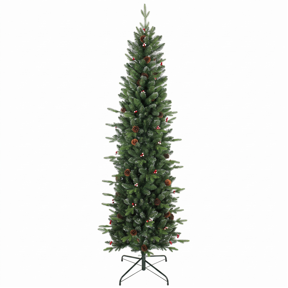 HOMCOM Green Slim Gracious Pine Artificial Christmas Tree with 688 Branch Tips Image 1