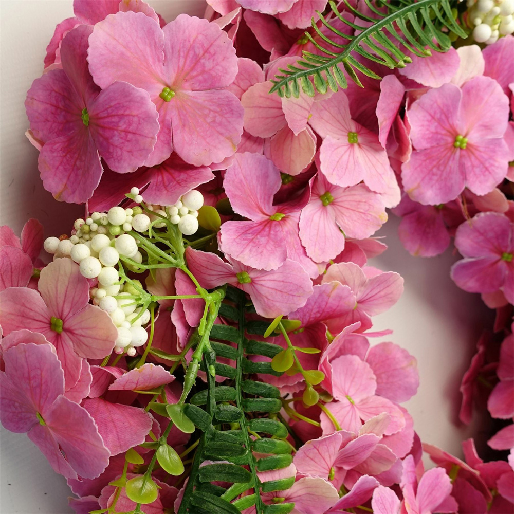 Leaf Pink Floral Blossom Artificial Wreath 40cm Image 4