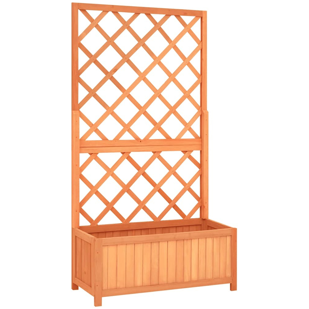 vidaXL Brown Fir Wood Garden Planter with Trellis 135 x 30 x 70cm Image 1