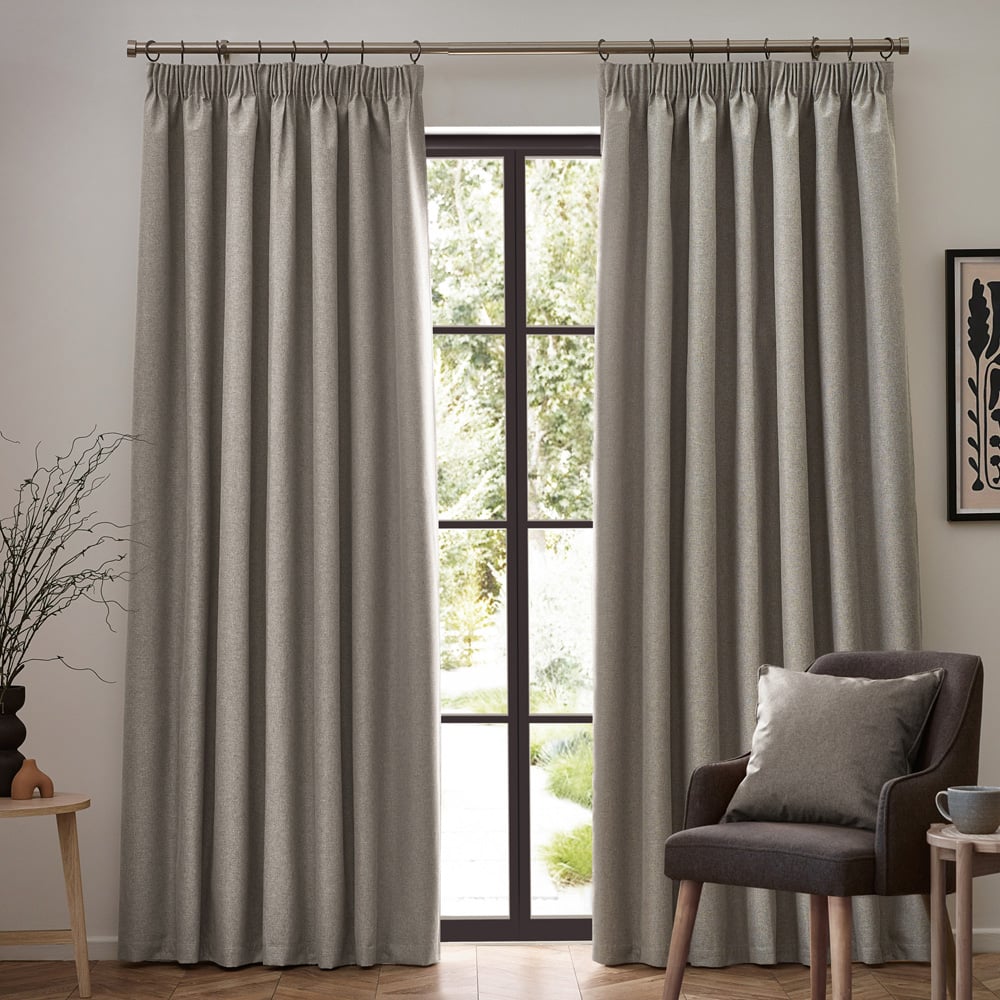 furn. Dawn Linen Blackout Pencil Pleat Curtains 117 x 137cm Image 6