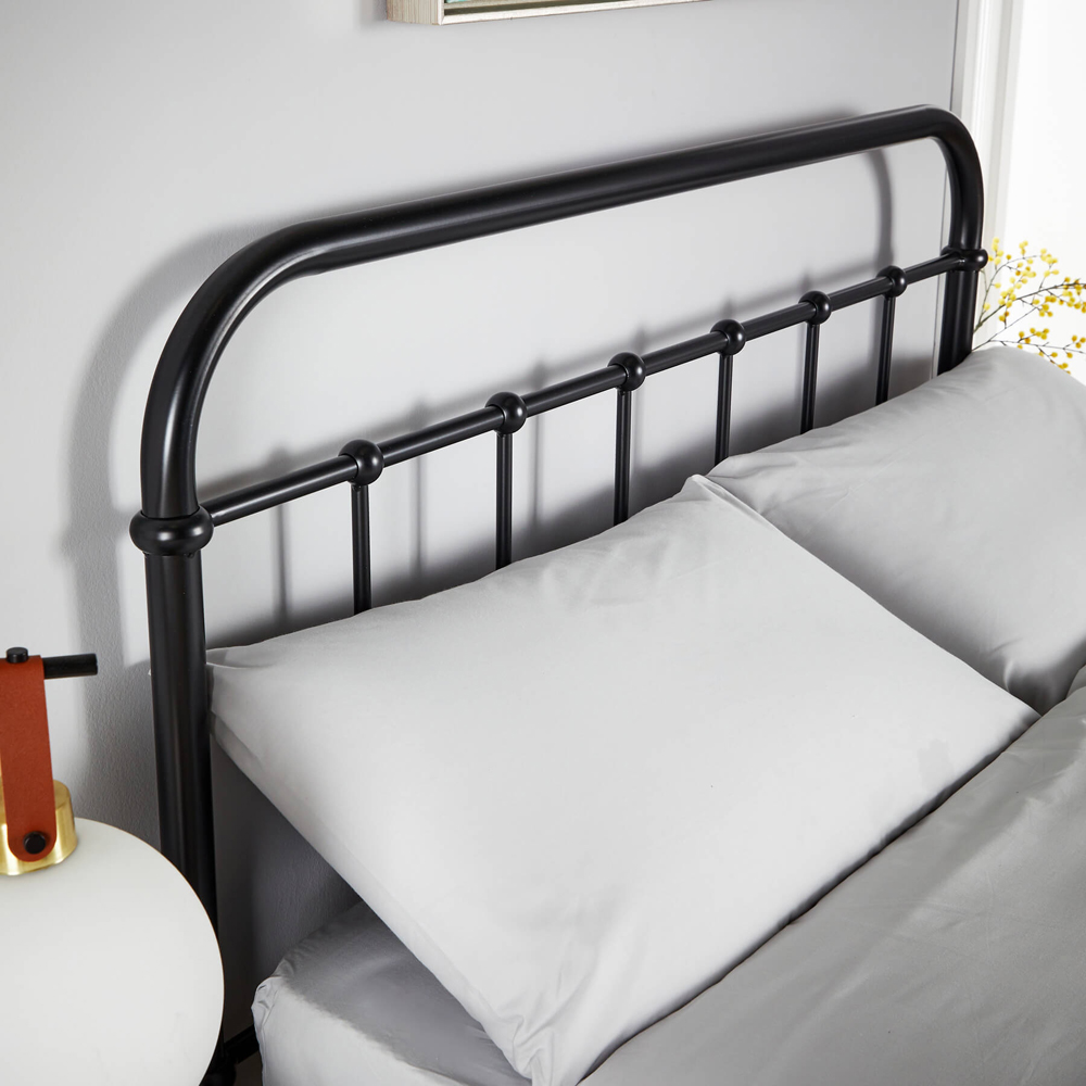 Home Source Minerva Vintage Double Black Metal Bed Frame Image 5