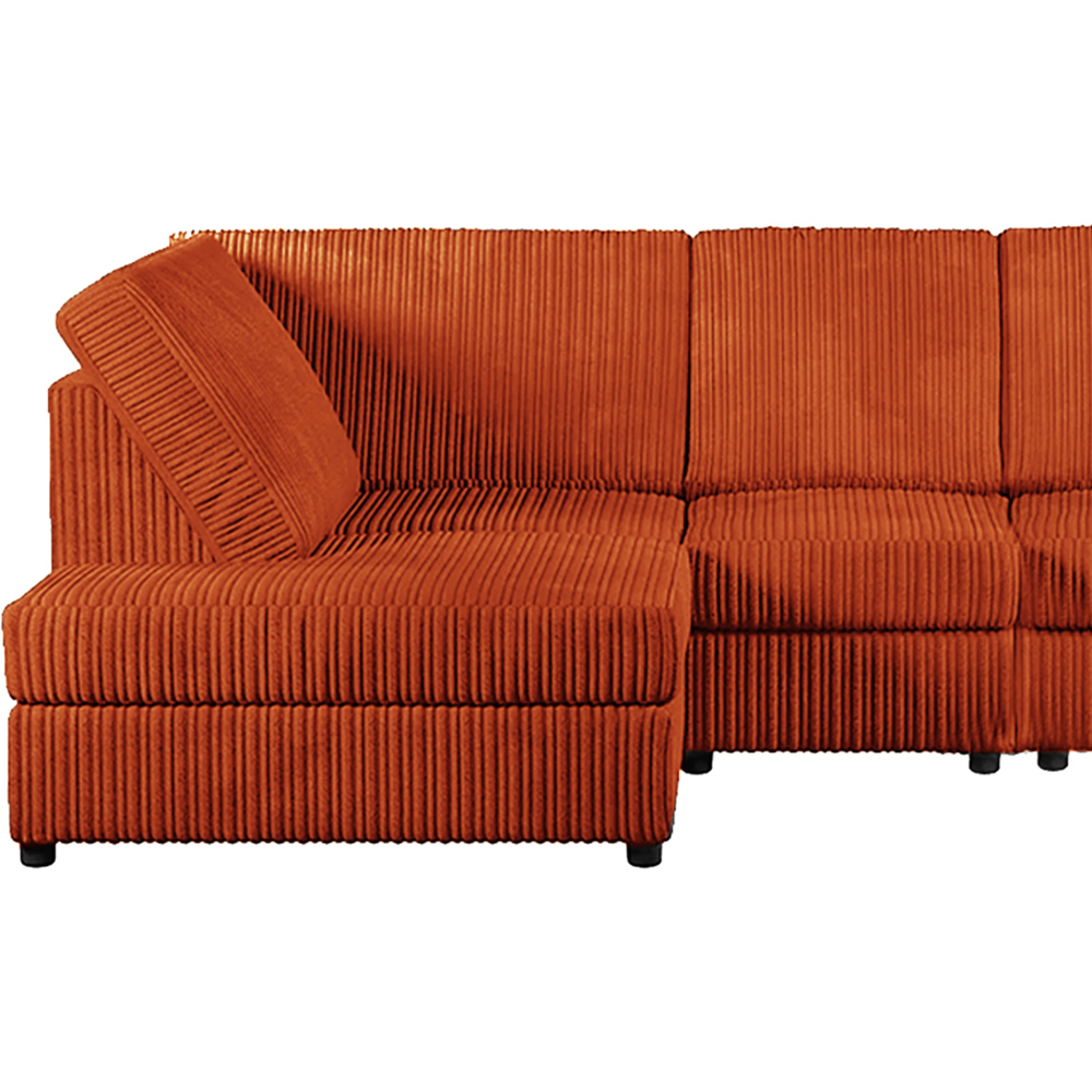 Luxor 4 Seater Orange Jumbo Cord Left Hand Facing Full Back L Shaped Corner Sofa Set Image 3