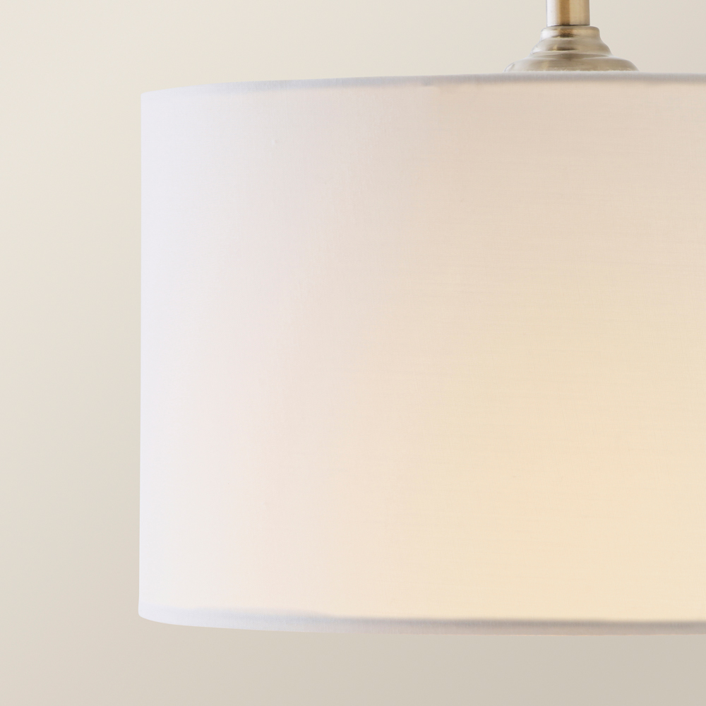 ValueLights Reni White Drum Shade 3 Drop Bar Chrome Diner LED Ceiling Pendant Light Image 3