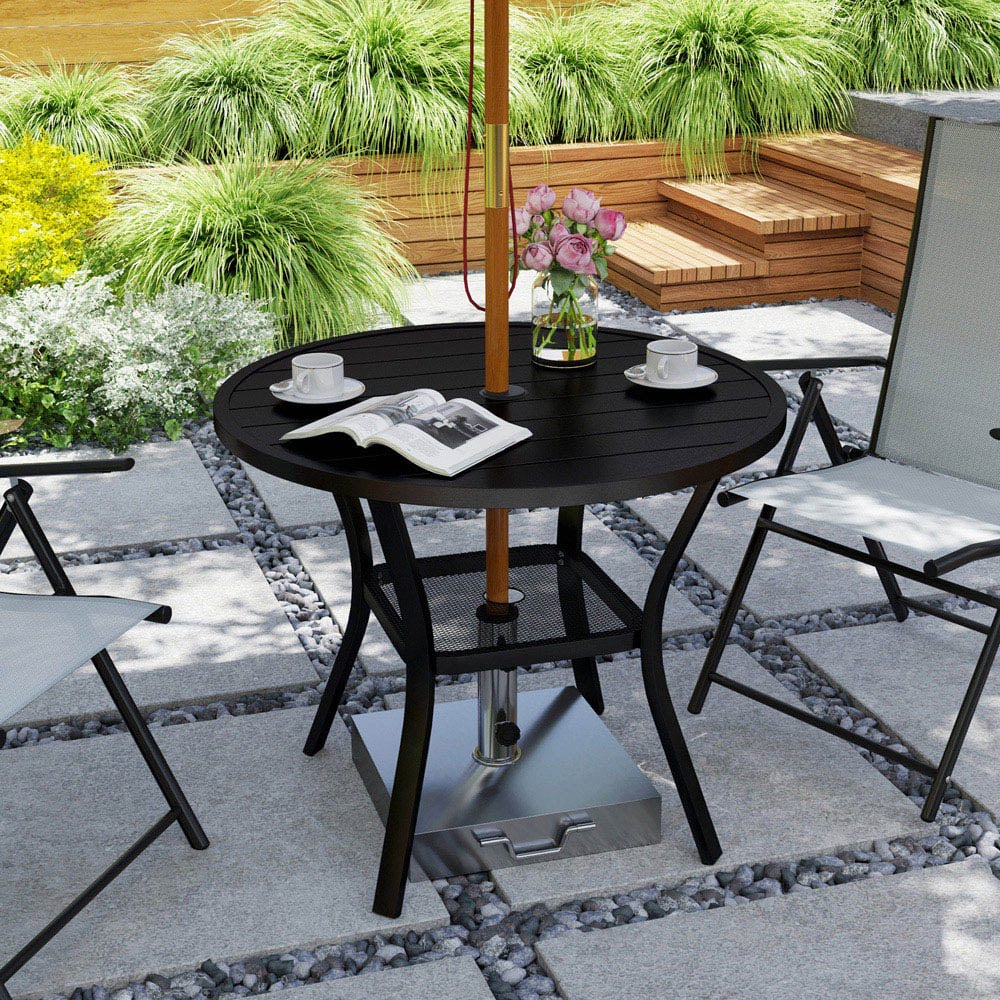Outsunny Round Garden Dining Table with Parasol Hole Image 7