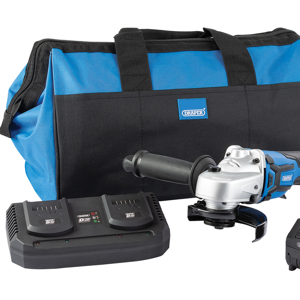 Draper D20 20V Brushless Grinder with Batteries Twin Charger and Bag Image 2