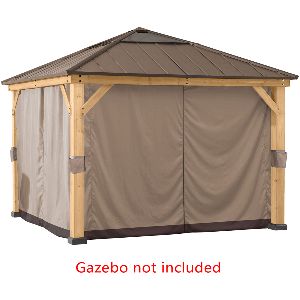 Sunjoy 2.7 x 2.7m Khaki Accessory Curtain for Cedar Wood Gazebo (Gazebo Not Include) Image 4