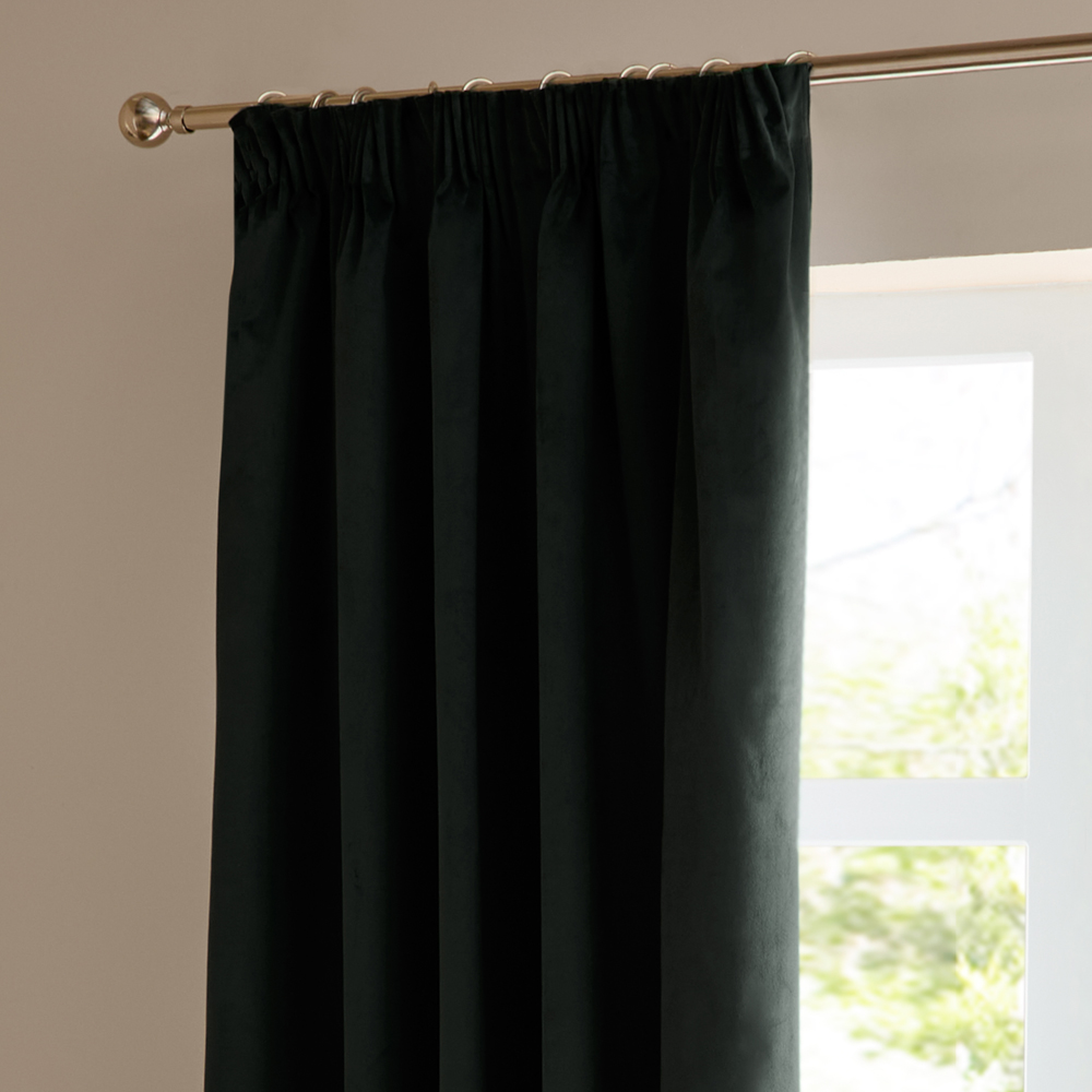Furn The Ultimate Black Velvet Fully Lined Pencil Pleat Curtains 117 x 183cm Image 3