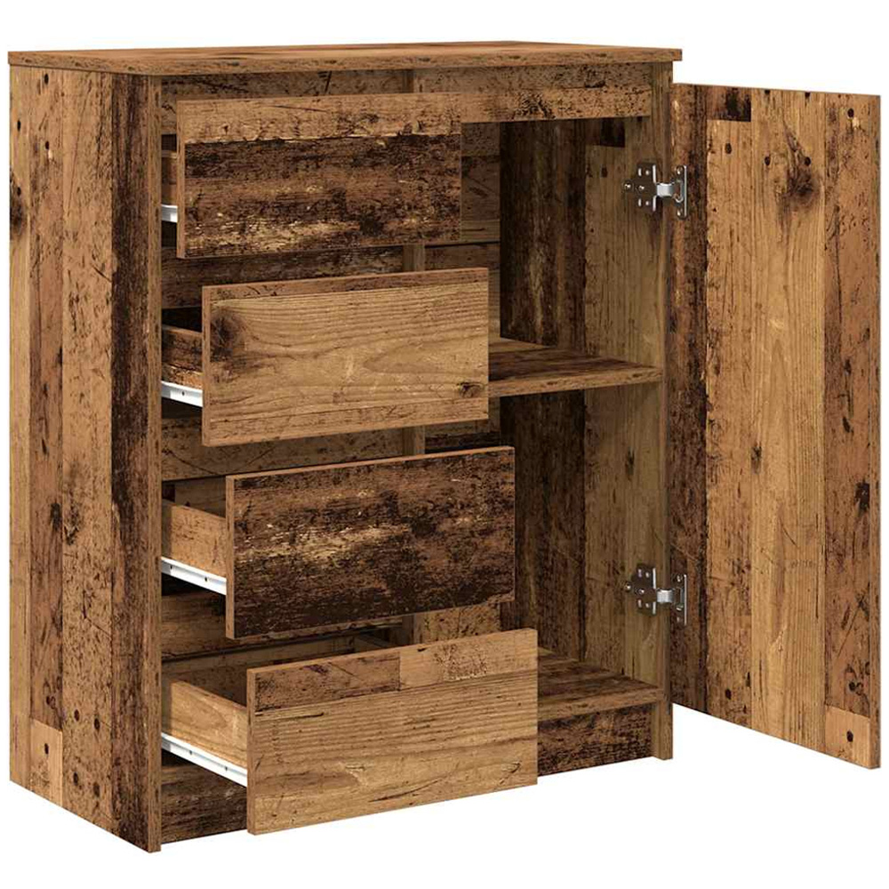 vidaXL Single Door 4 Drawer Old Wood Sideboard Image 4