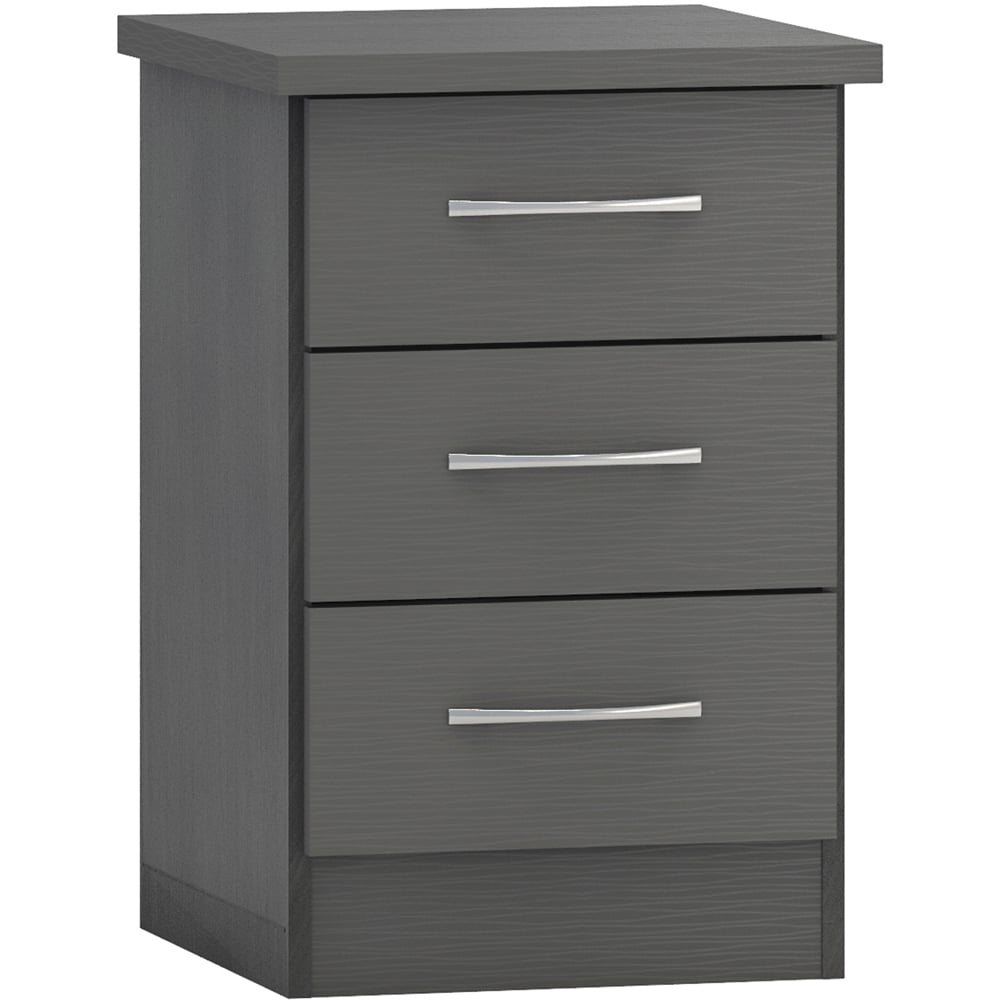 Seconique Nevada 3 Drawer Grey Bedside Table Image 2