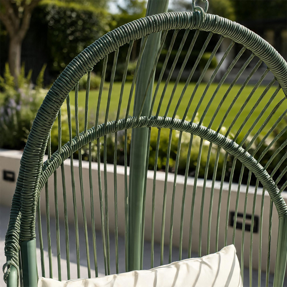 Home Source Capri Green Steel Hanging Egg Chair with Cushions Image 5