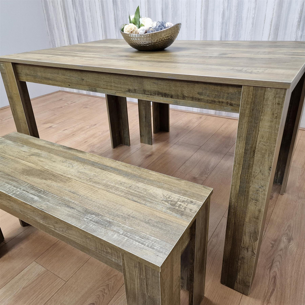 Portland 4 Seater Rustic Effect Dining Set Image 5