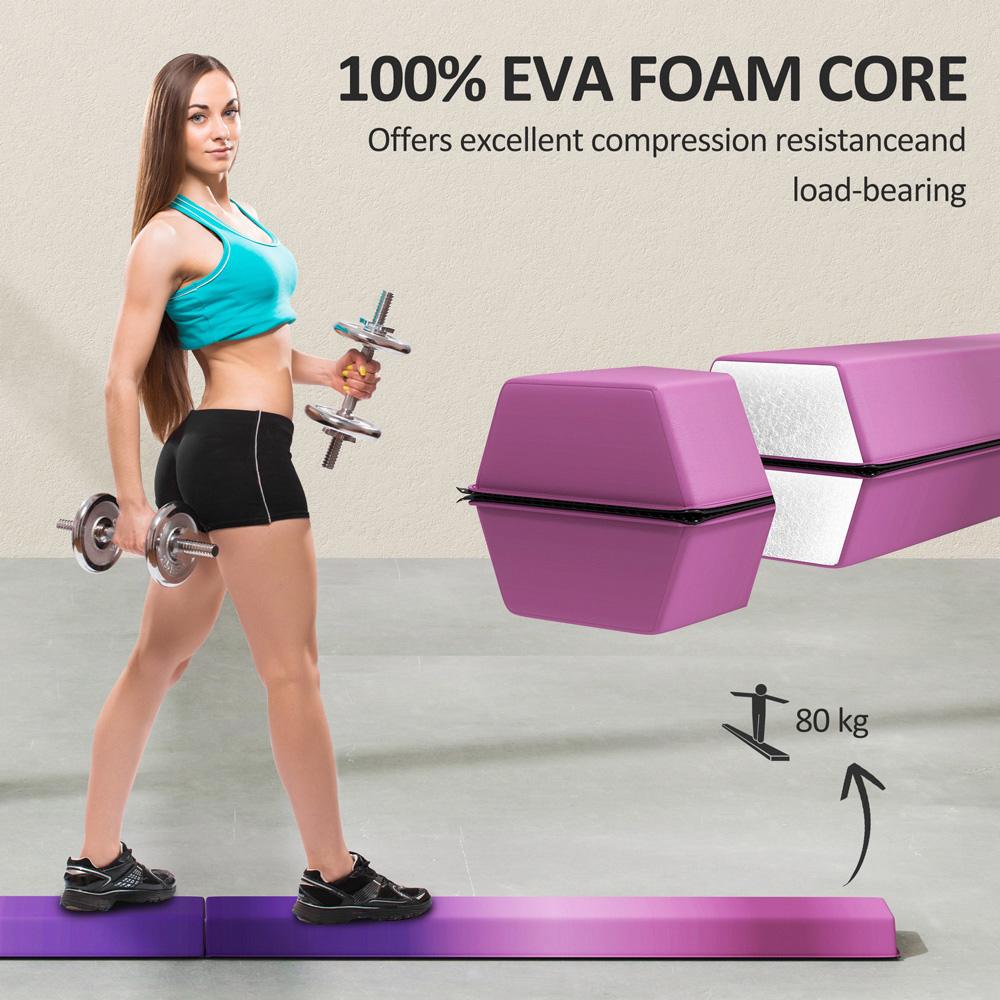 SPORTNOW Purple Foldable Gymnastics Balance Beam with Anti-Slip Base 235cm Image 5