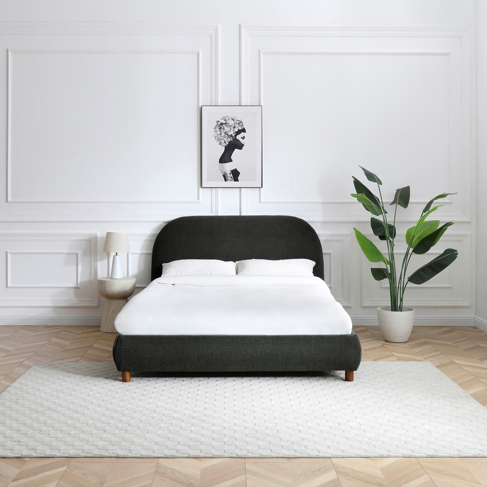 Nova King Size Olive Boucle Upholstered Bed Frame with Headboard Image 7