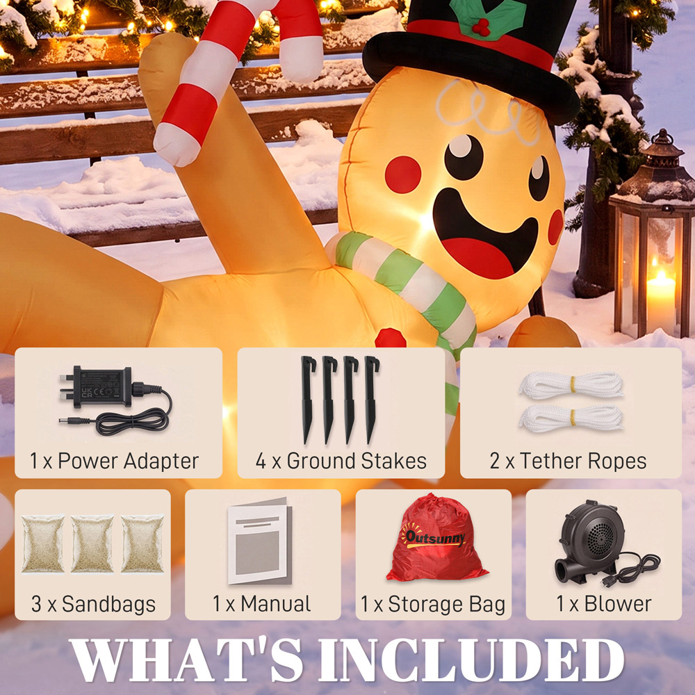 Outsunny 18 LED Gingerbread Inflatable Outdoor Christmas Decoration 10ft Image 8