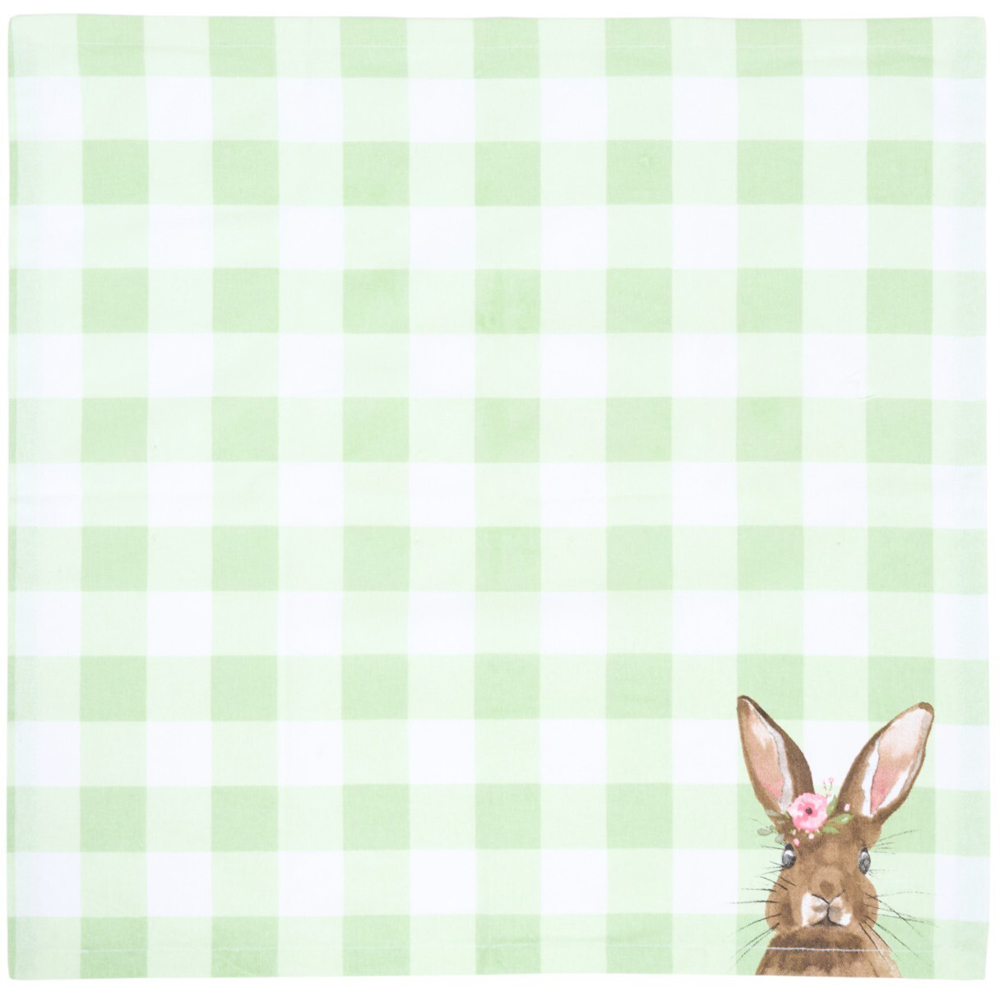 Pack of 4 Gingham Bunny Napkins Green Image 3