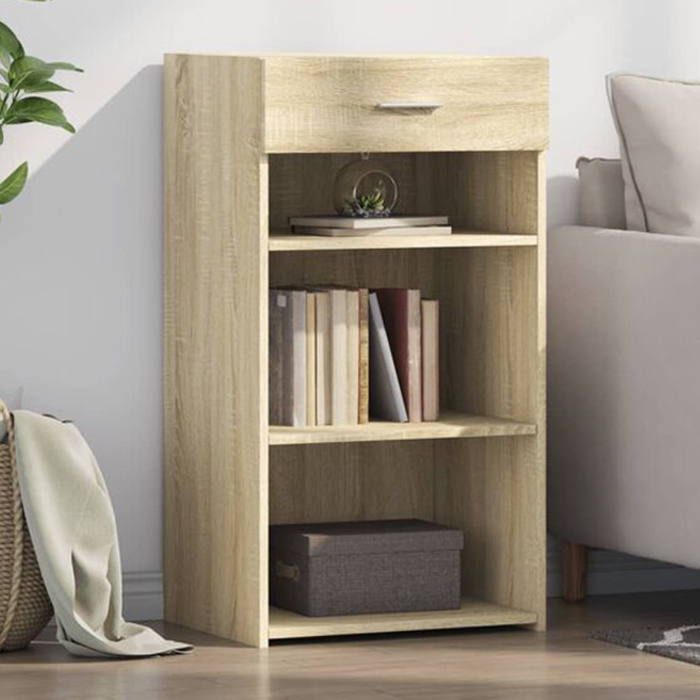 vidaXL Single Drawer 3 Shelf Sonoma Oak Sideboard Image 1
