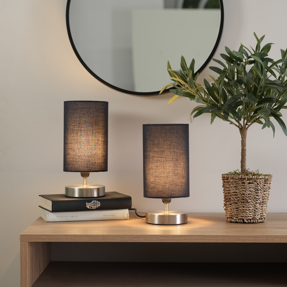 ValueLights Francis 2 Pack Brushed Gold and Navy Shade Dimmable Touch LED Table Lamp Image 2