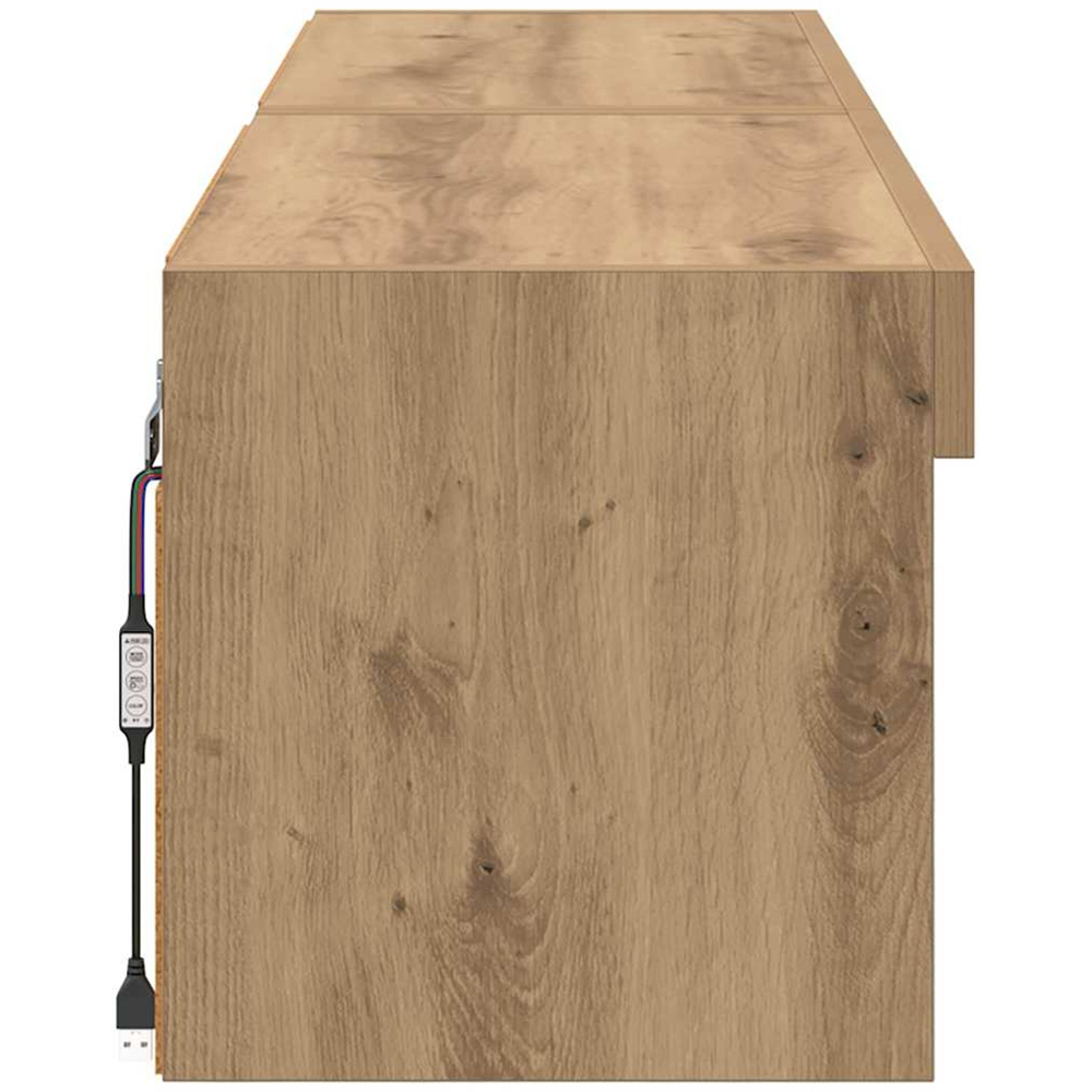 vidaXL Single Shelf Artisan Oak Wall Mounted Wide TV Cabinet with LED Light 2 Pack Image 8