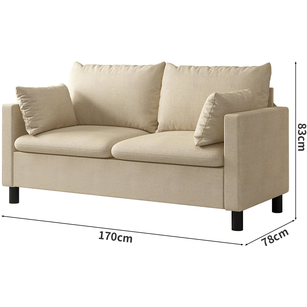 wilko Laura 2 Seater Beige Linen Plush Padded Sofa Image 9