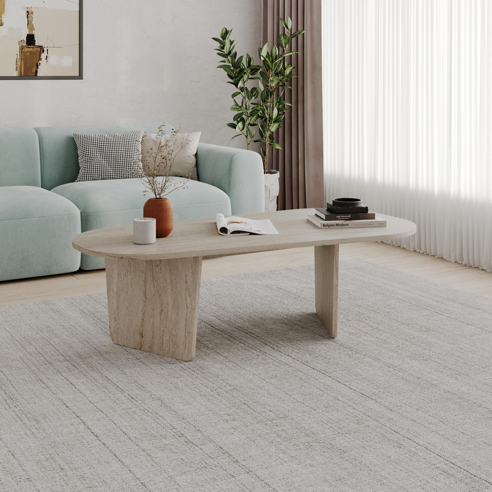 Decortie Ovalis Travertine Coffee Table Image 4