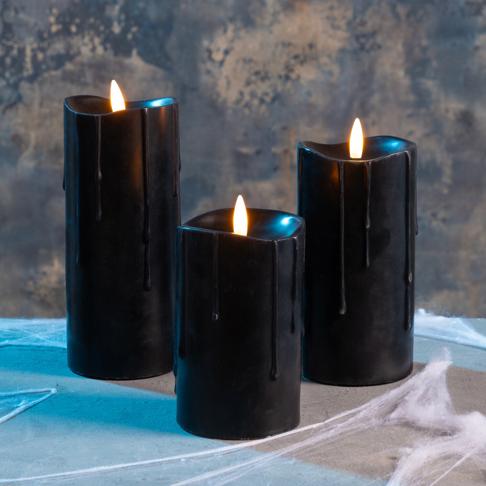 Pack of 3 LED Candles Black Image 2