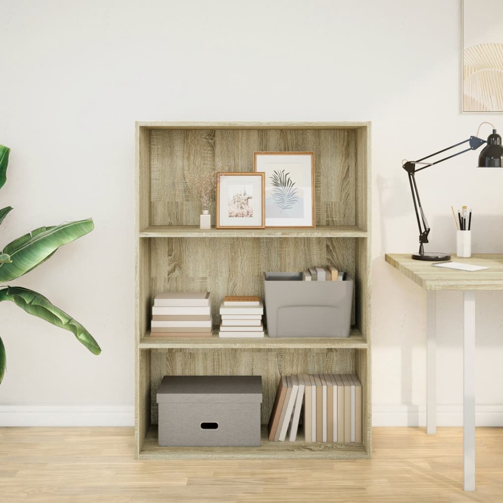 vidaXL 3 Shelf Sonoma Oak Bookcase Image 7