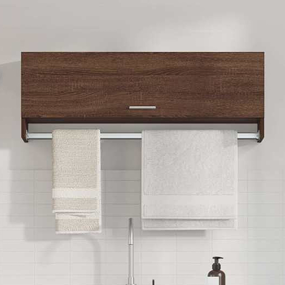 vidaXL Single Flap Door Brown Oak Wardrobe with Hanger Bar Image 1