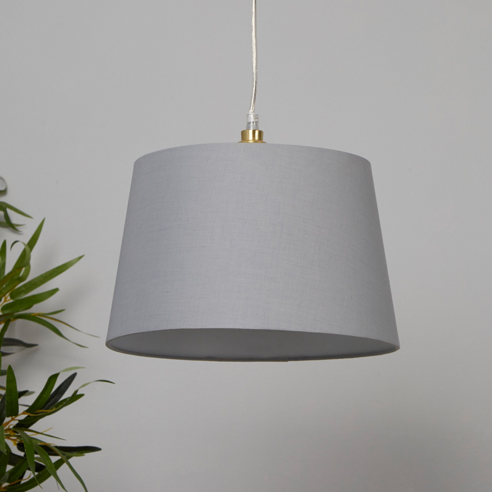 Lighting Collection Yates Light Grey Tapered Drum Lamp Shade 30cm Image 2