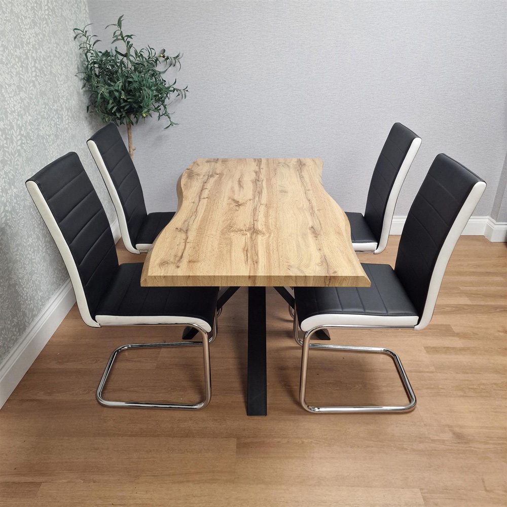 Portland 4 Seater Faux Leather Padded Dining Set Black and Chrome Image 6
