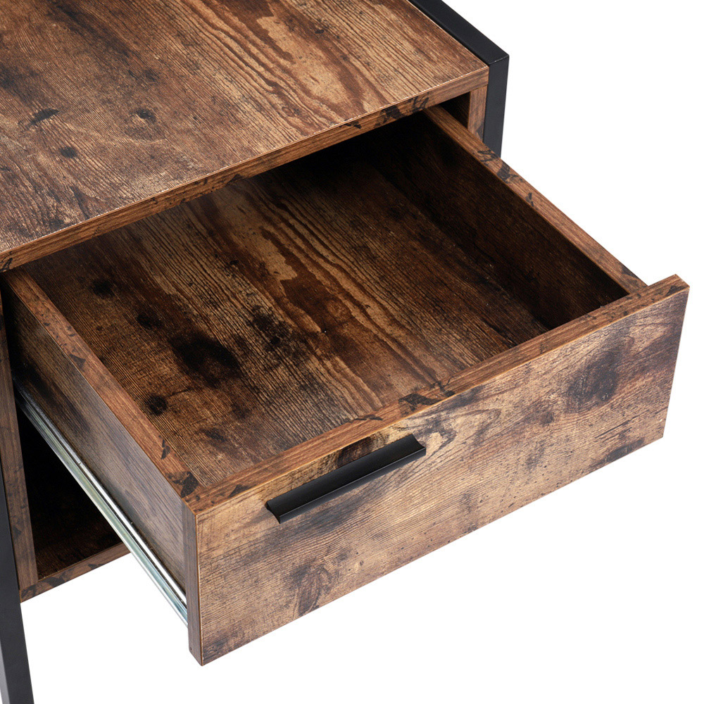 Living and Home Brown Retro Bedside Table Image 3