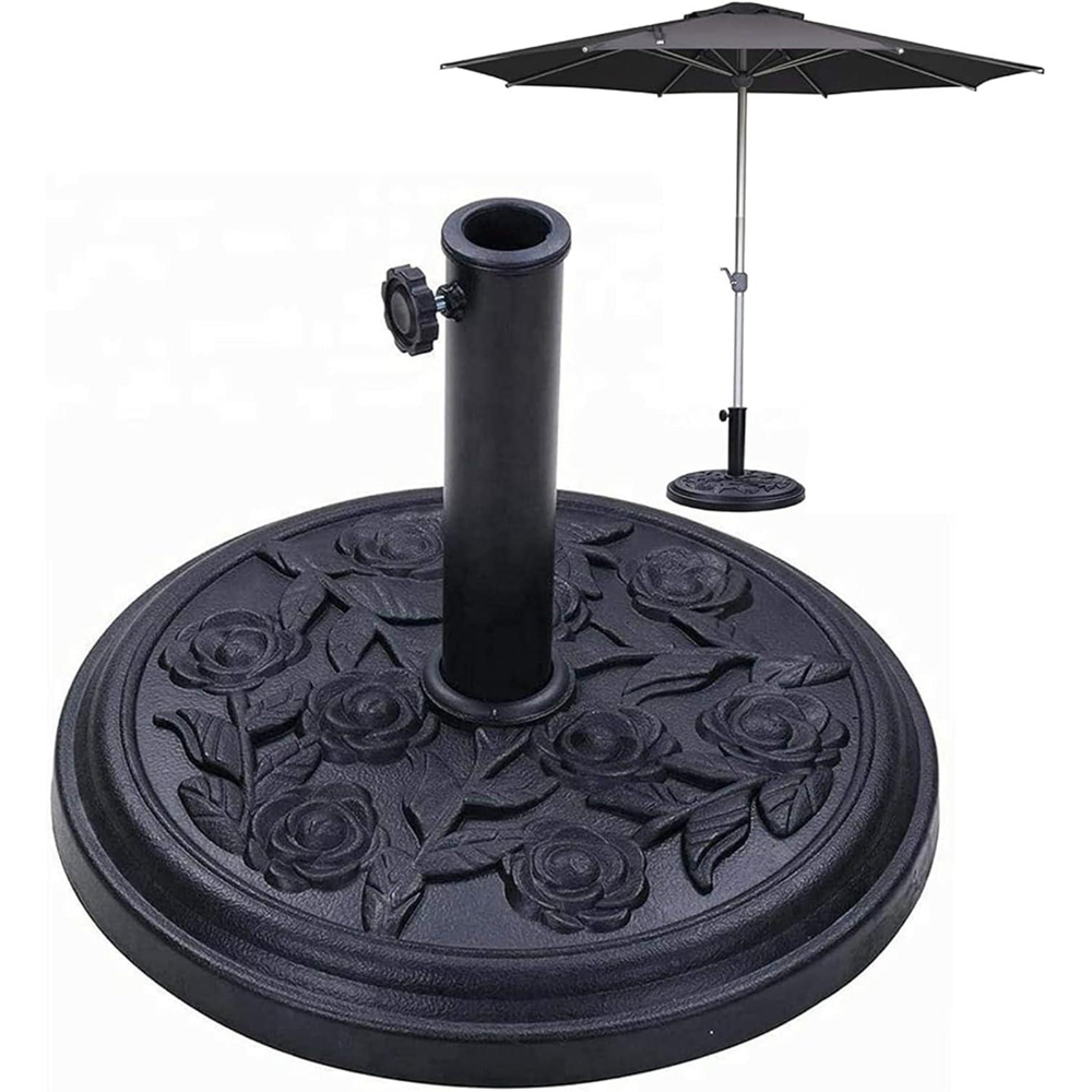 Shatchi Round Black Cast Iron Effect Parasol Base 9kg Image 2