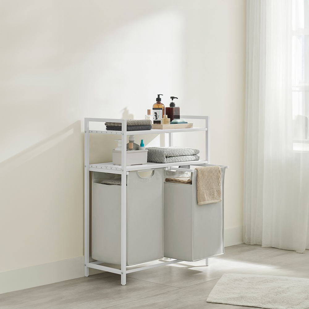 Neo Single 2 Shelf White Double Laundry Hamper Image 5