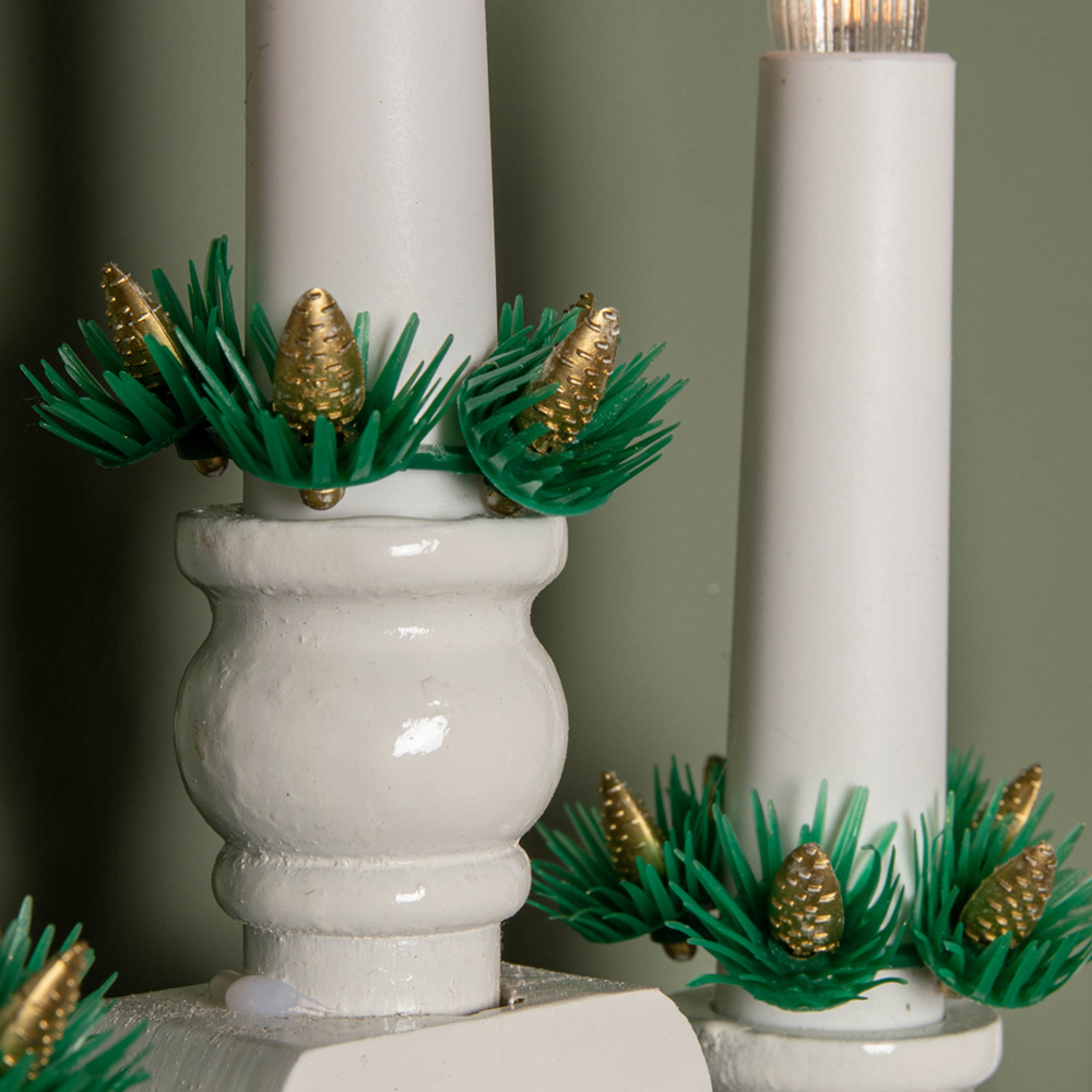 Samuel Alexander Warm White LED White Wooden Christmas Candle Bridge 40cm Image 3