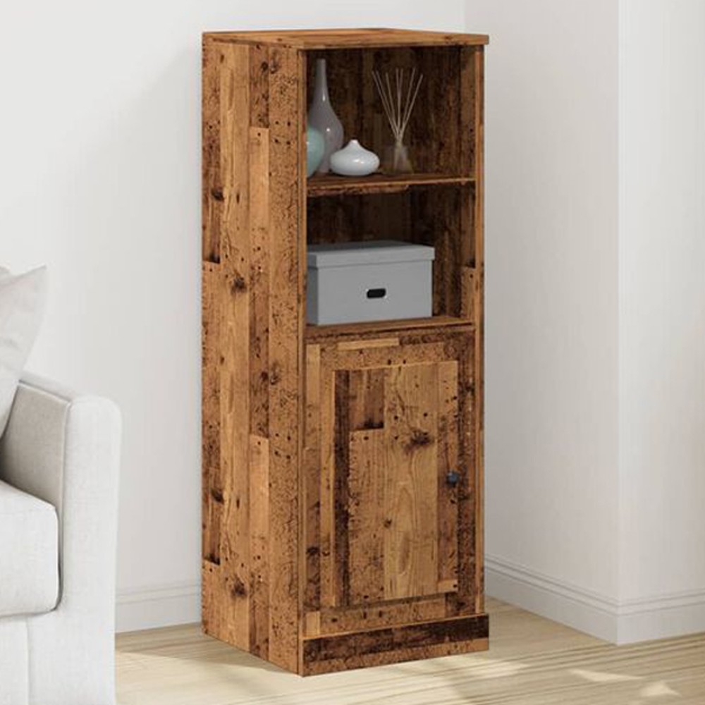 vidaXL Single Door 2 Shelf Old Wood Highboard Image 1